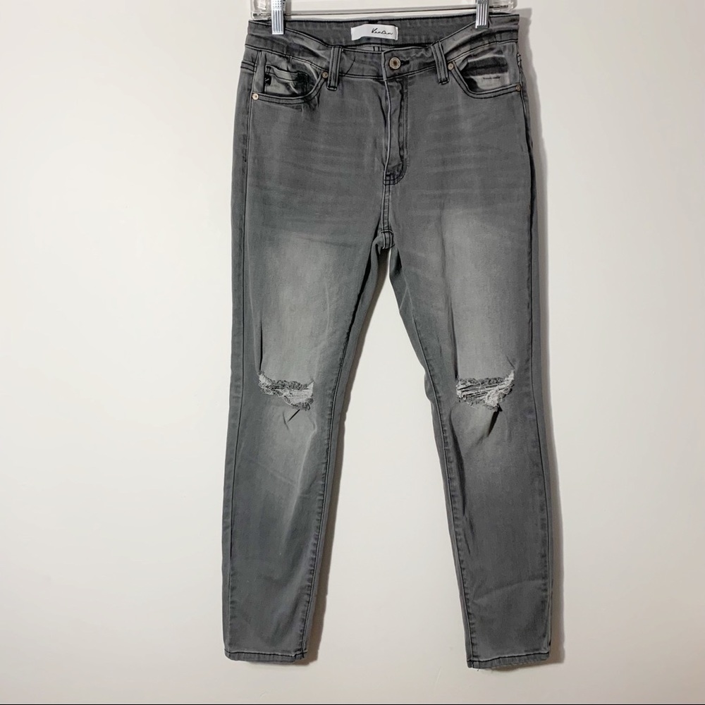 KanCan Women's Distressed Skinny Jeans - Faded Gray